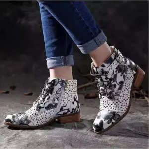 35-43 Frühlings-Quadrat-Absatz-Knöchelstiefel Damen Pumps Sexy Runde Spange High Heel Schuhe Frau Niedrige Absatz Party Schuhe Damenschuhe Fashion Nova Schuhe
