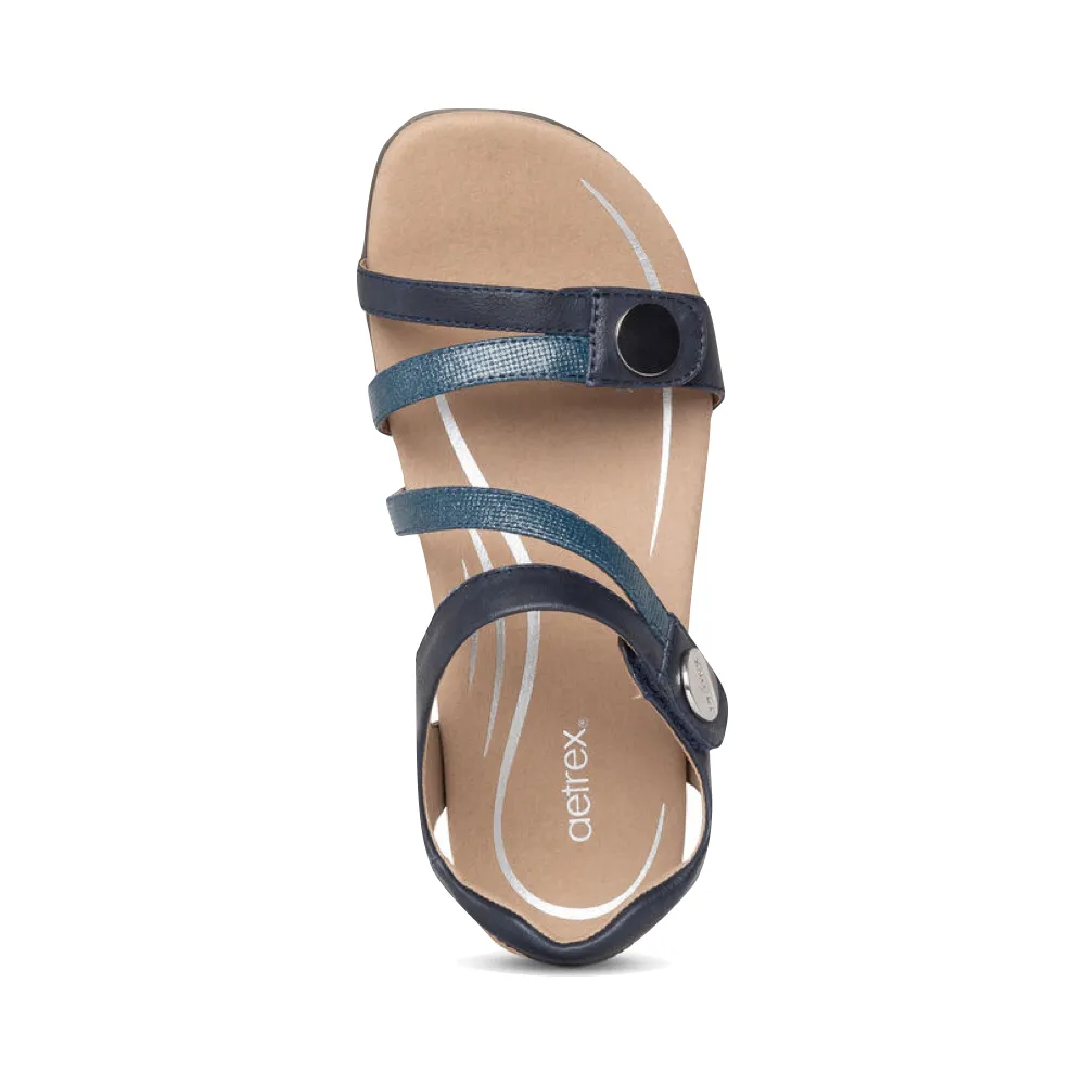 Aetrex Damen Jess Sandale mit verstellbarem Riemen in Marineblau