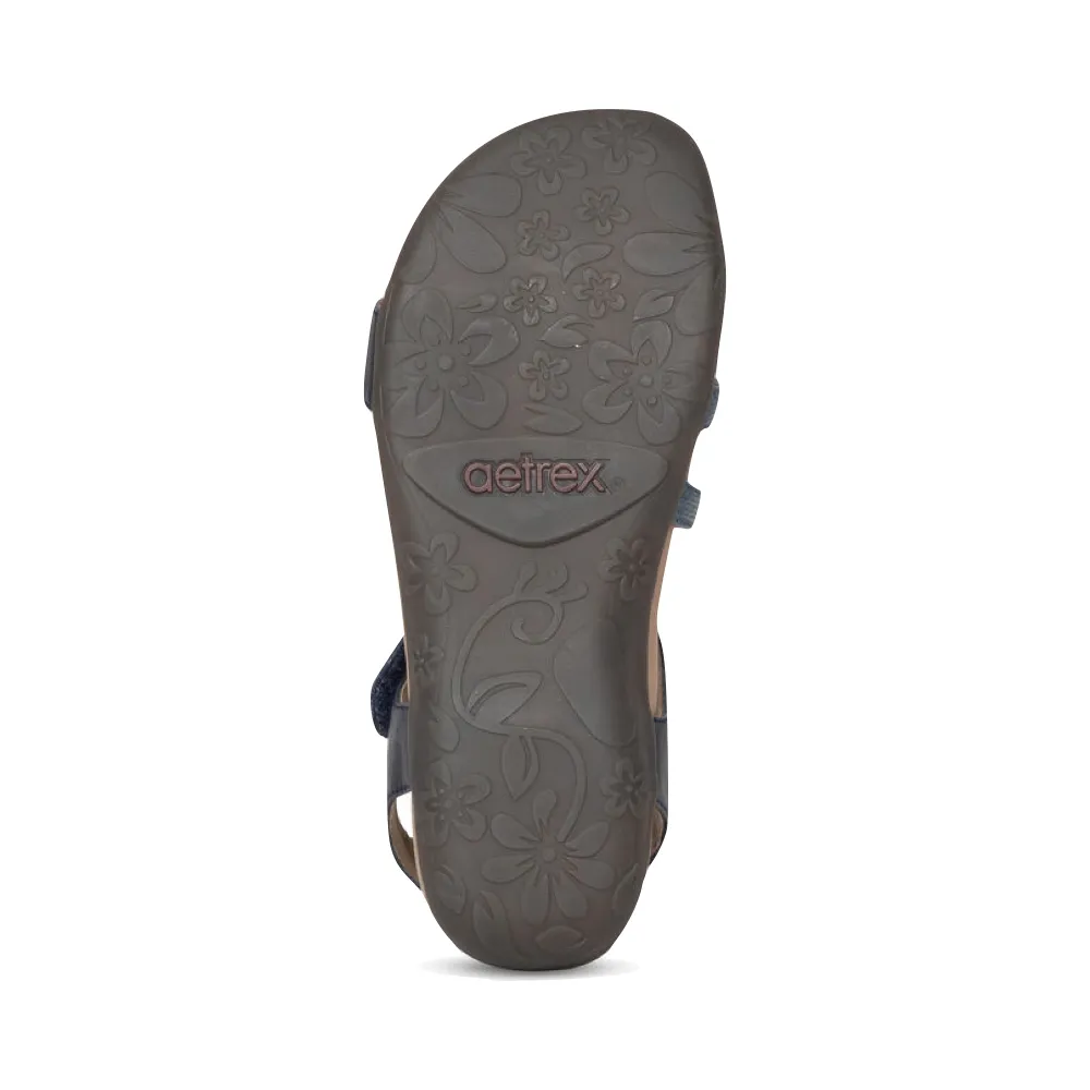 Aetrex Damen Jess Sandale mit verstellbarem Riemen in Marineblau