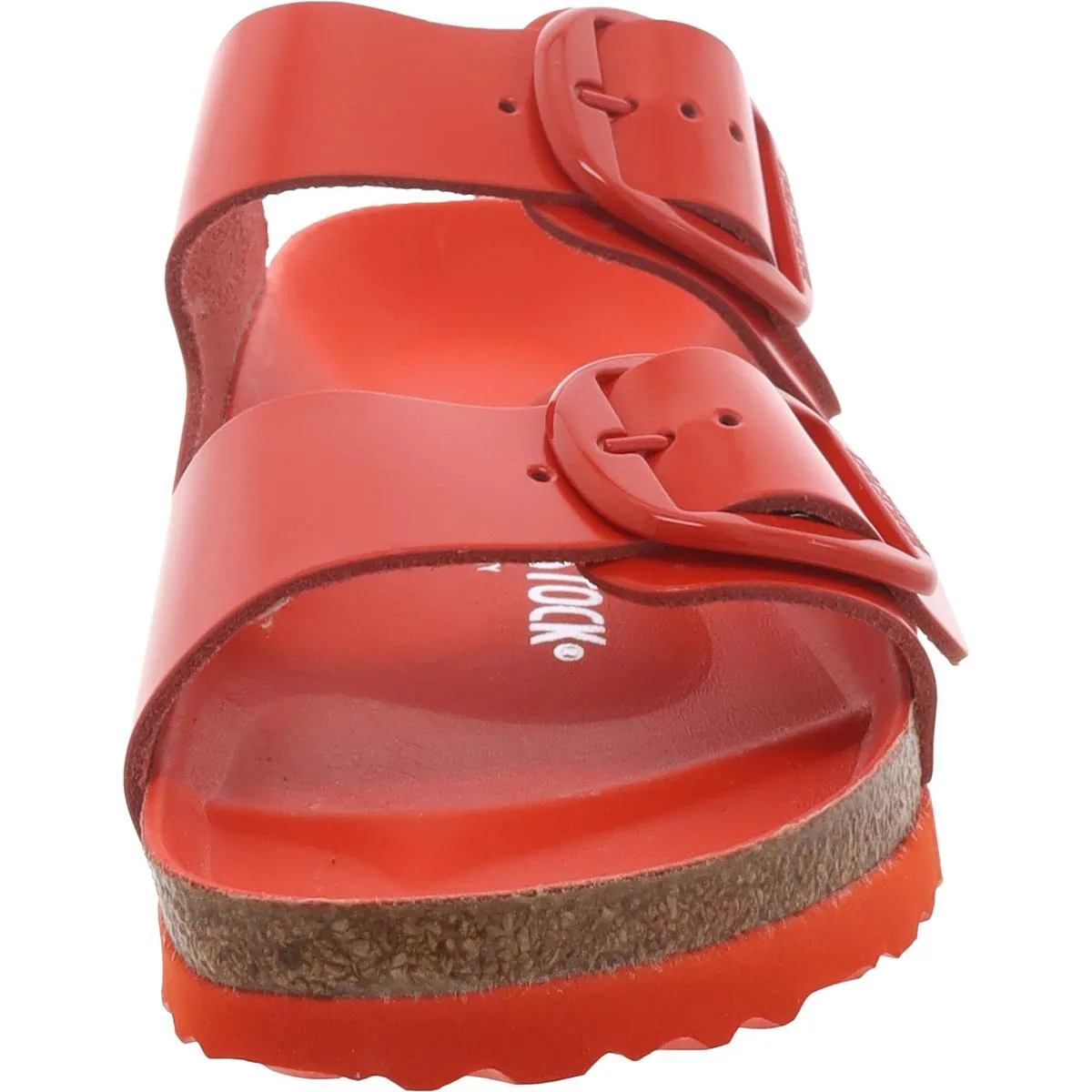 Ariona Damen Ledersandalen mit großer Schnalle und offener Spitze