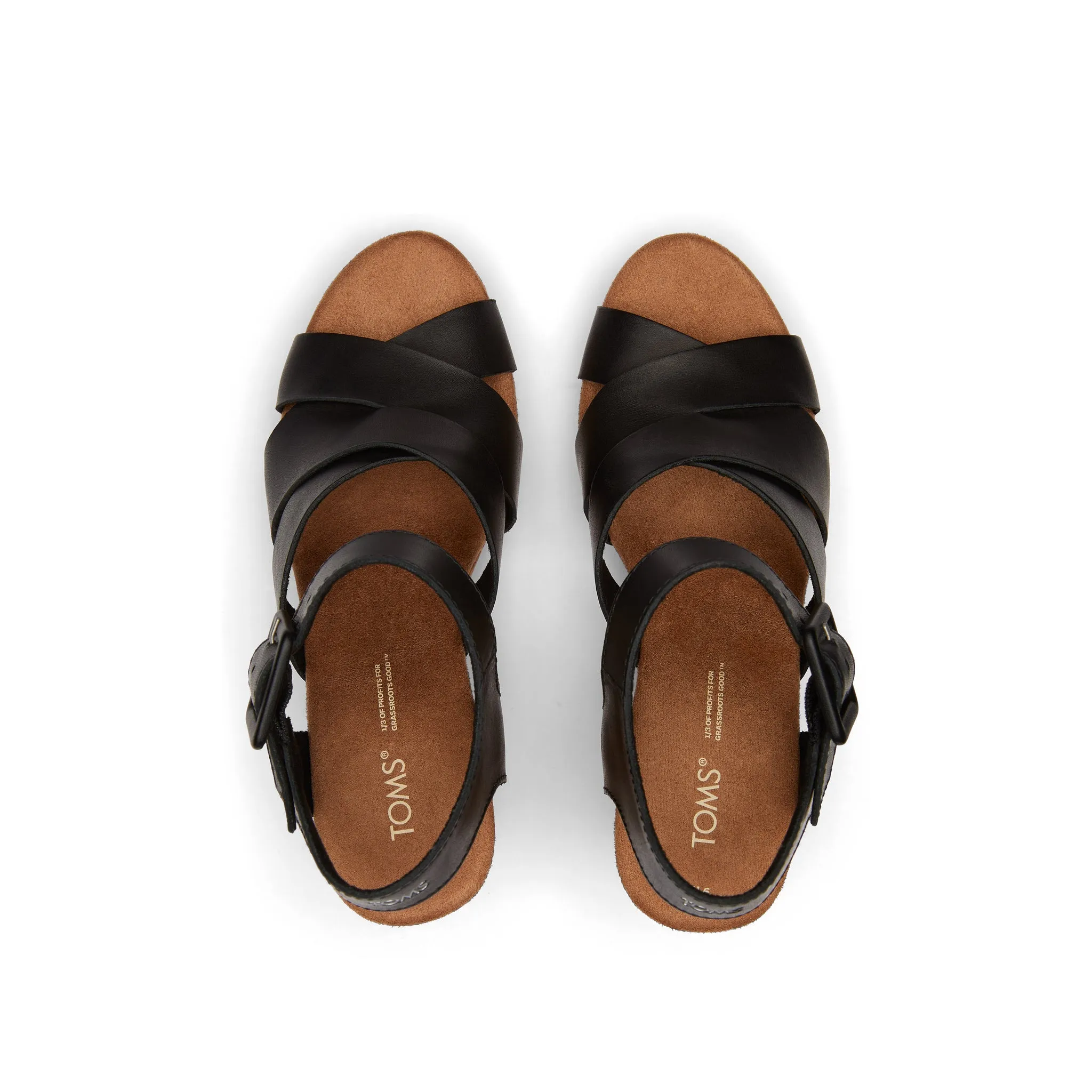 Ava Plateau-Sandalette aus schwarzem Leder