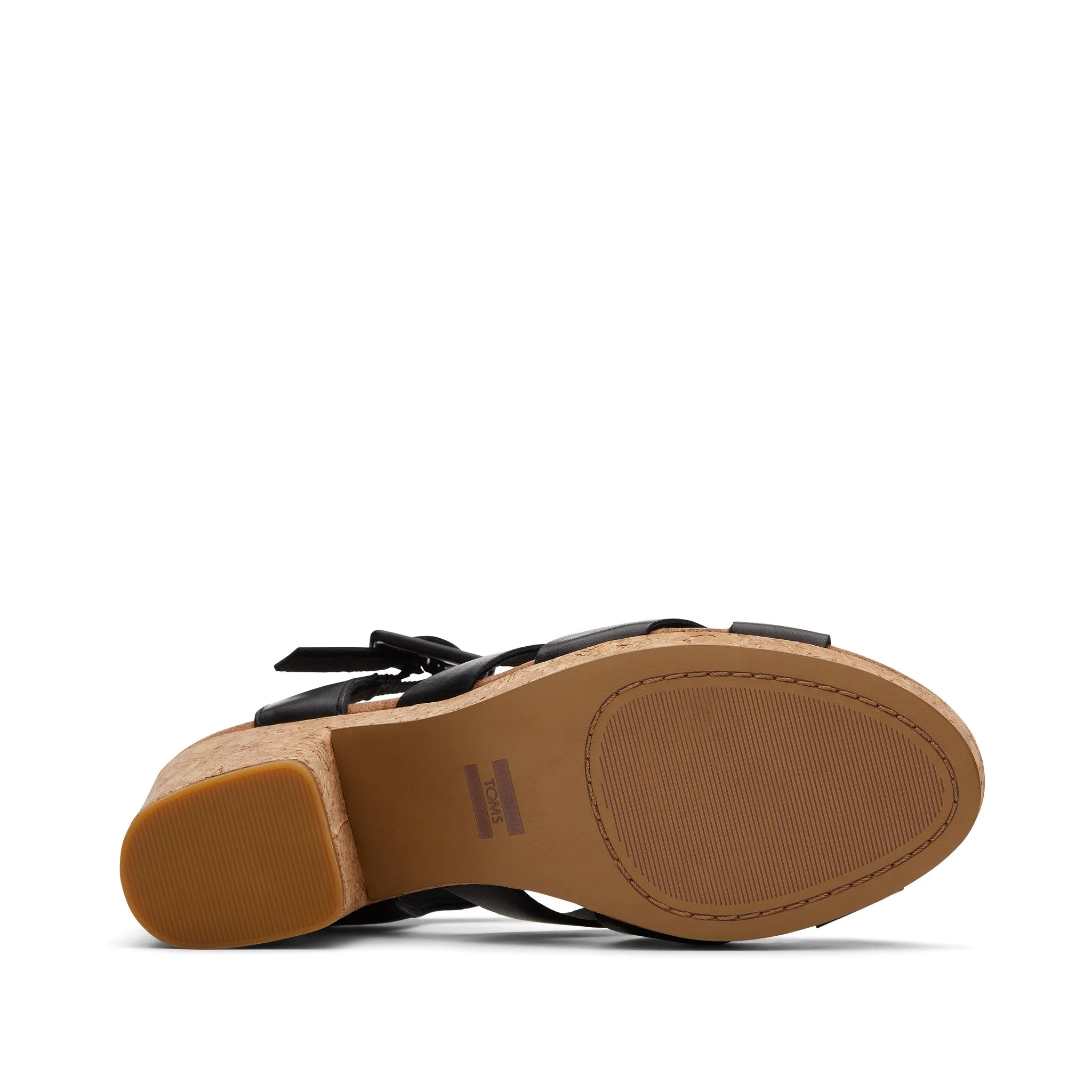 Ava Plateau-Sandalette aus schwarzem Leder