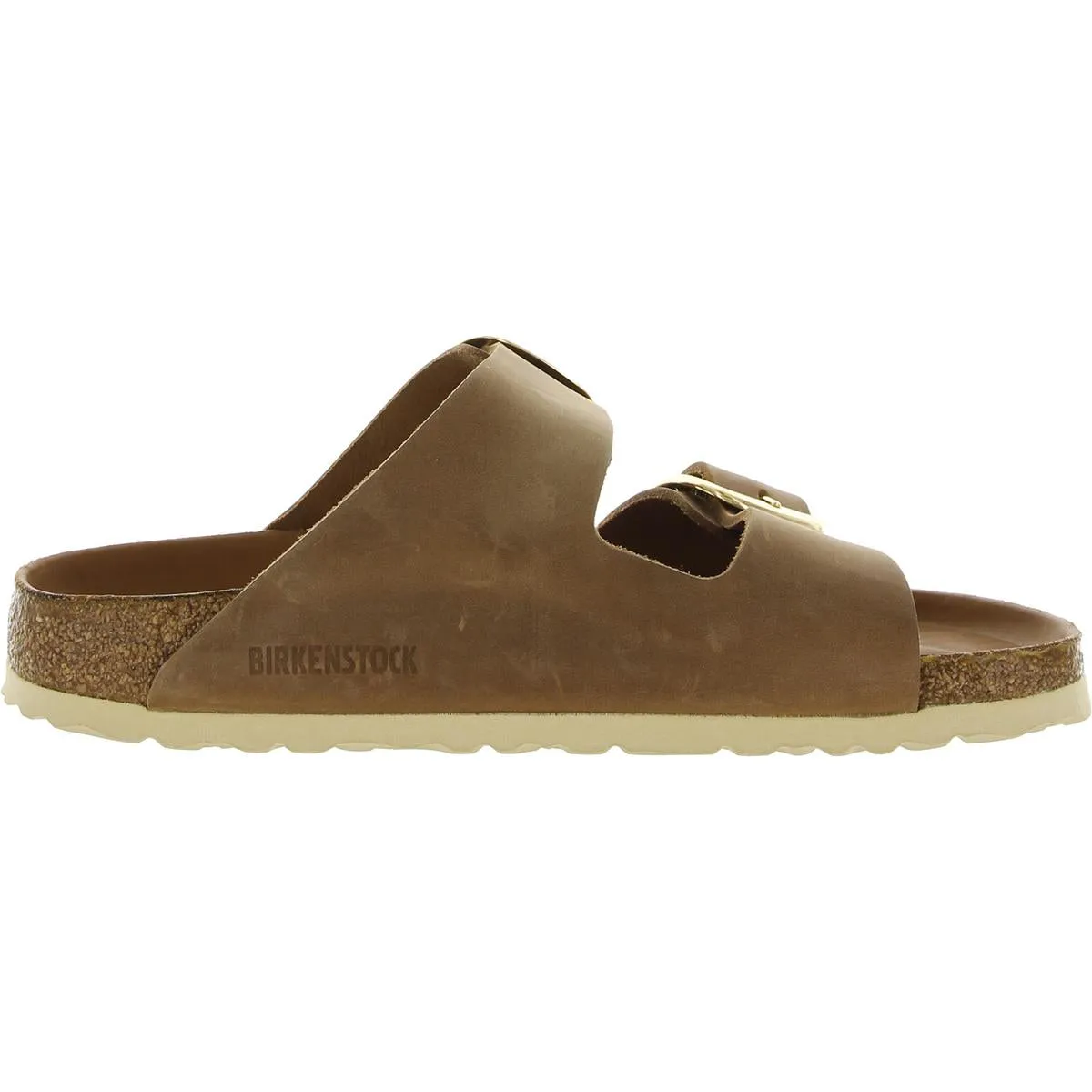Damen-Sandalen mit großer Schnalle und Fußbett aus Leder zum Schlüpfen