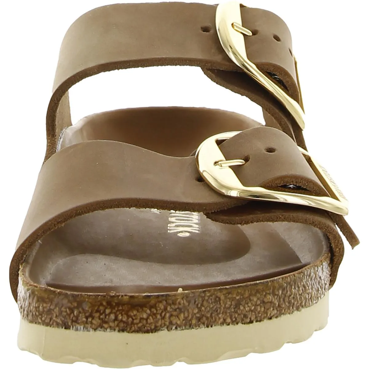 Damen-Sandalen mit großer Schnalle und Fußbett aus Leder zum Schlüpfen