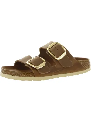 Damen-Sandalen mit großer Schnalle und Fußbett aus Leder zum Schlüpfen