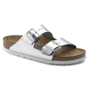 Birkenstock Arizona 1005960 Sandalen Damen Größe 9-9,5 Metallik Silber Leder FZP338