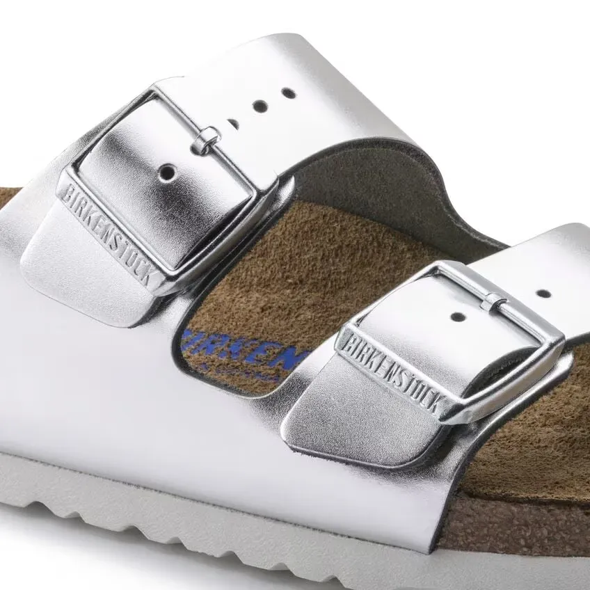 Birkenstock Arizona 1005960 Sandalen Damen Größe 9-9,5 Metallik Silber Leder FZP338