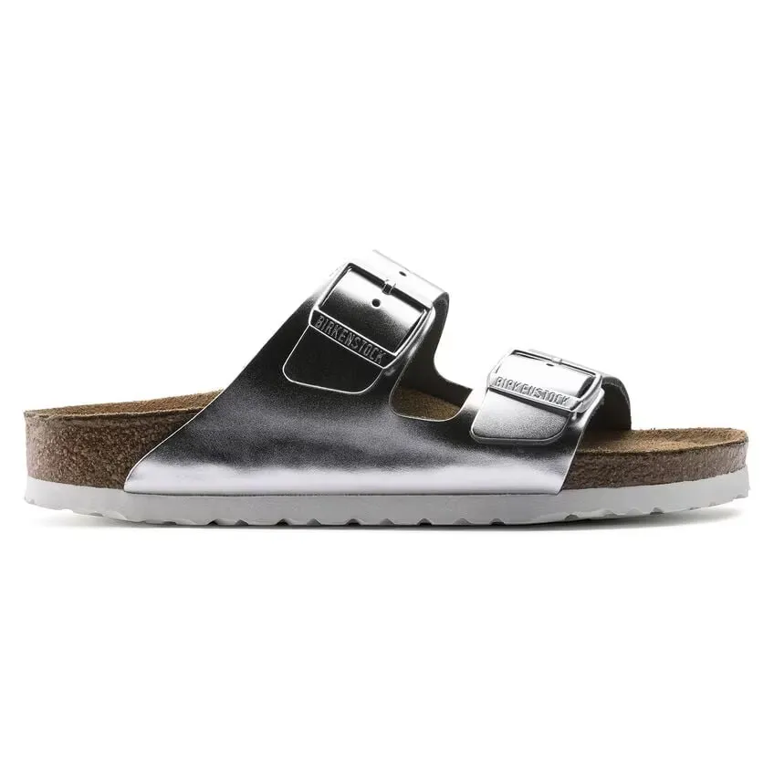 Birkenstock Arizona 1005960 Sandalen Damen Größe 9-9,5 Metallik Silber Leder FZP338