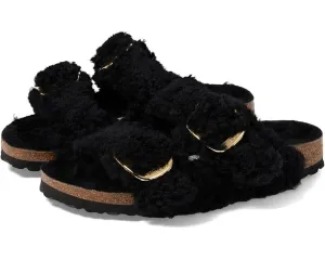 Birkenstock Arizona Big Buckle Teddy Slide Unisex US M4/L6 Schwarze Sandalen ZPO1712