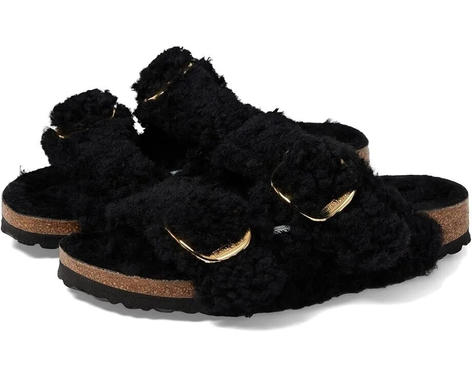 Birkenstock Arizona Big Buckle Teddy Slide Unisex US M4/L6 Schwarze Sandalen ZPO1712