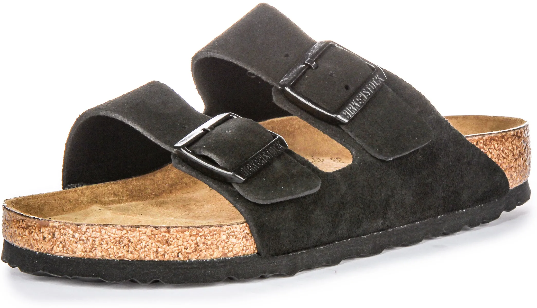 Birkenstock Arizona Soft Footbed in schwarzem Wildleder | Regular Fit Schuhe Birkenstock