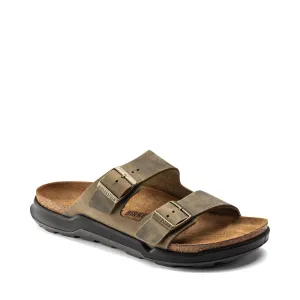 Birkenstock Herren Arizona Robustes Leder-Slide-Sandale in Verblasstem Khaki