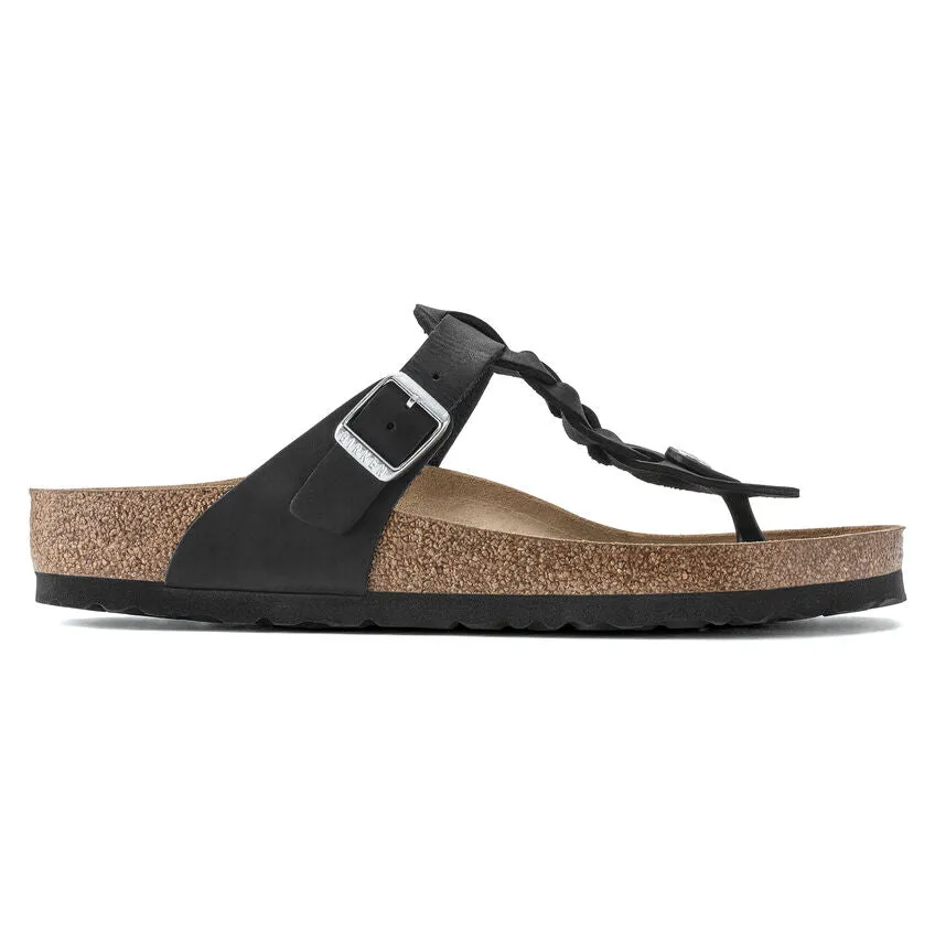 Birkenstock Sandalen Gizeh Geflochtenes Schwarz Geöltes Leder
