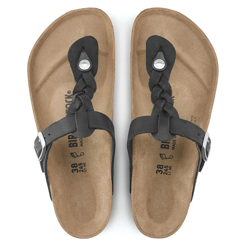 Birkenstock Sandalen Gizeh Geflochtenes Schwarz Geöltes Leder