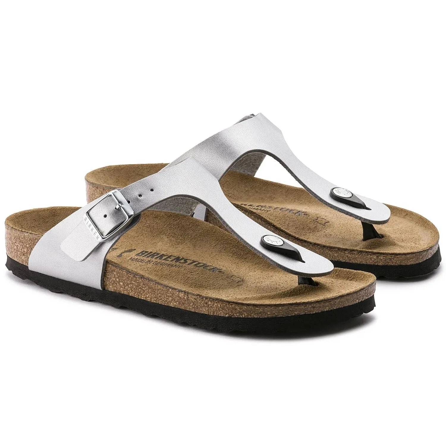 Birkenstock Sandalen Gizeh Metallik Silber