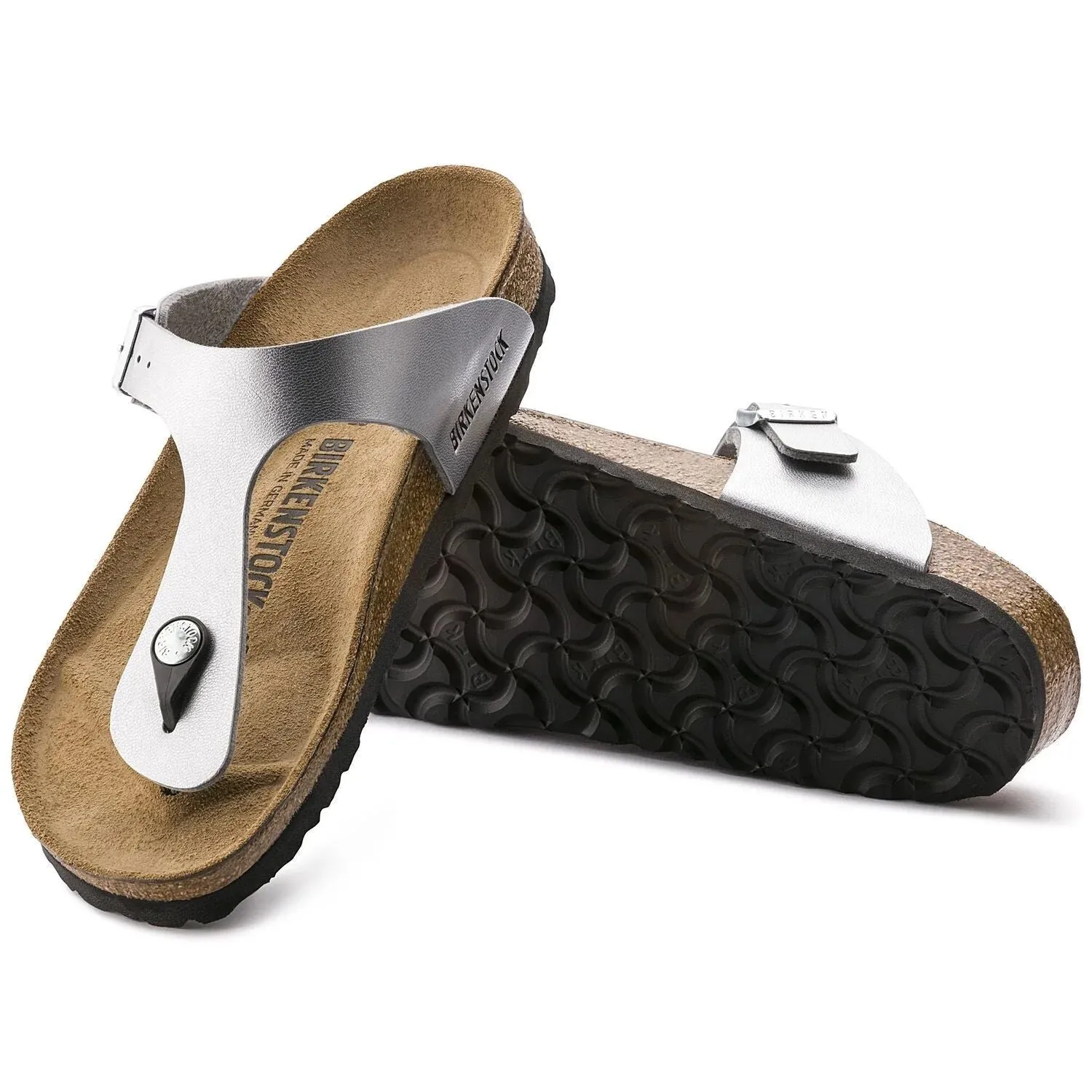 Birkenstock Sandalen Gizeh Metallik Silber