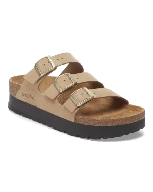 Birkenstock Sandalen Papillio Florida III Flex Platform Sandalen aus Nubuk-Leder in Sandcastle