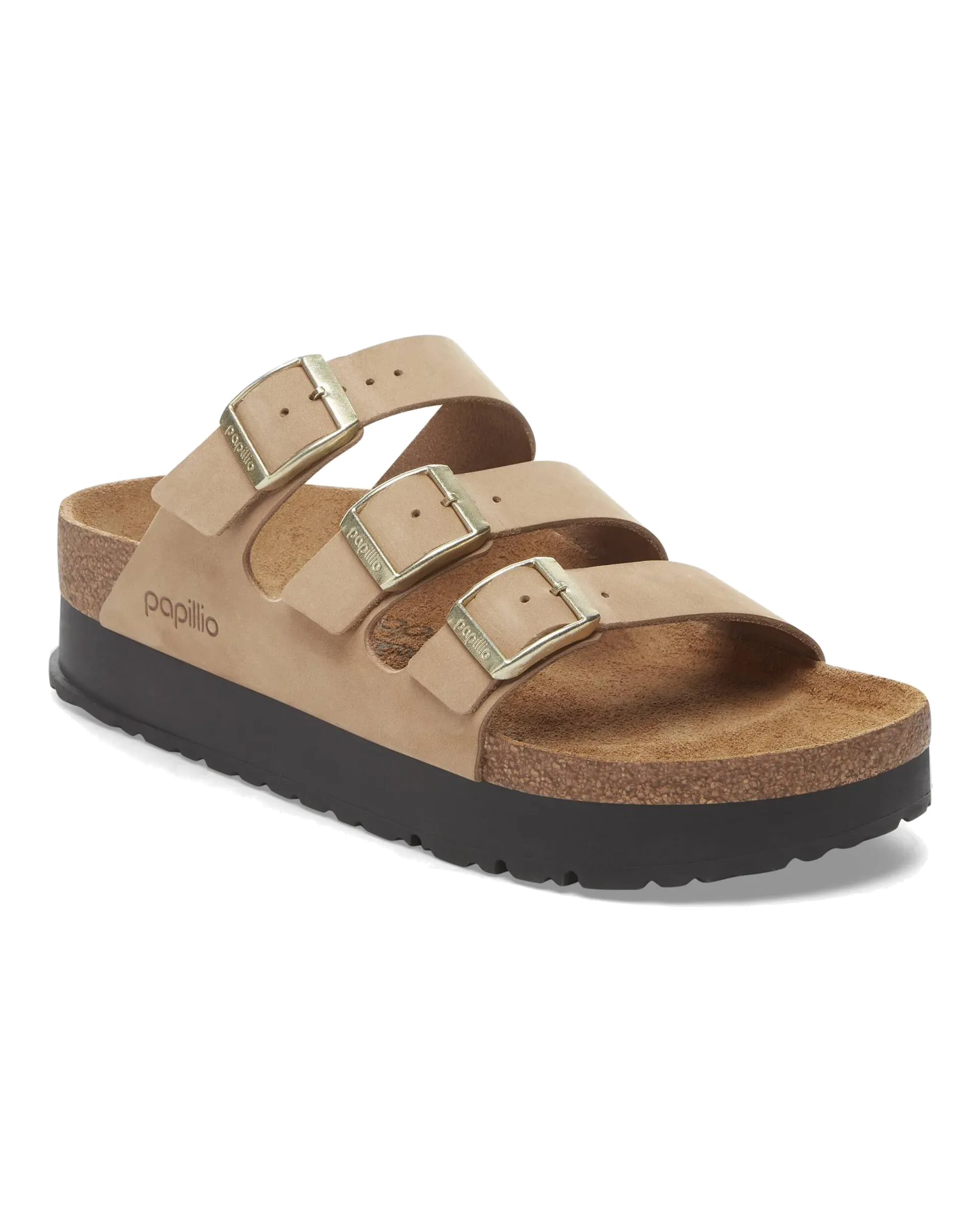 Birkenstock Sandalen Papillio Florida III Flex Platform Sandalen aus Nubuk-Leder in Sandcastle