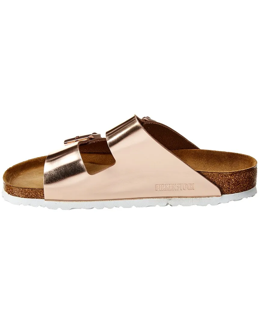 Birkenstock Damen Arizona Sandale mit weicher Fußbettung in Metallic-Leder