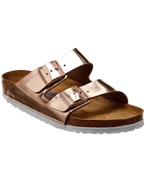 Birkenstock Damen Arizona Sandale mit weicher Fußbettung in Metallic-Leder