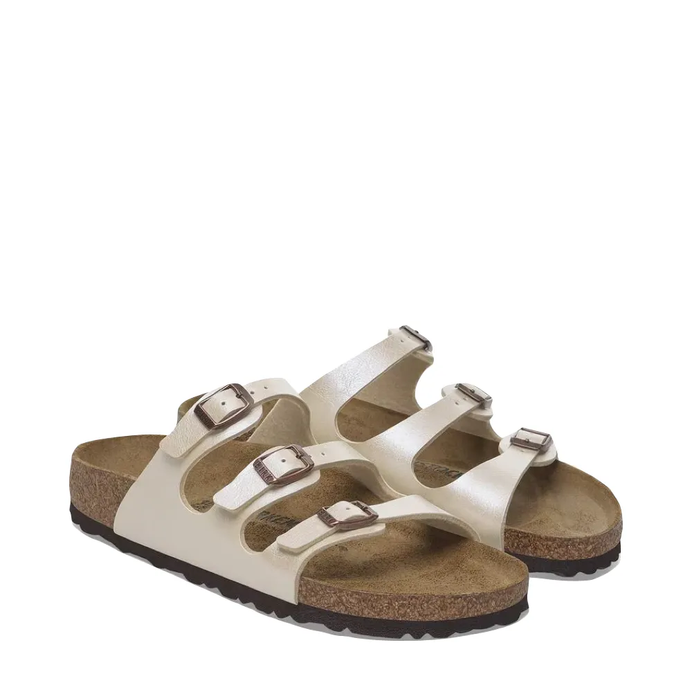 Birkenstock Damen Florida Birko-Flor Sandale in Anmutigem Perlenweiß