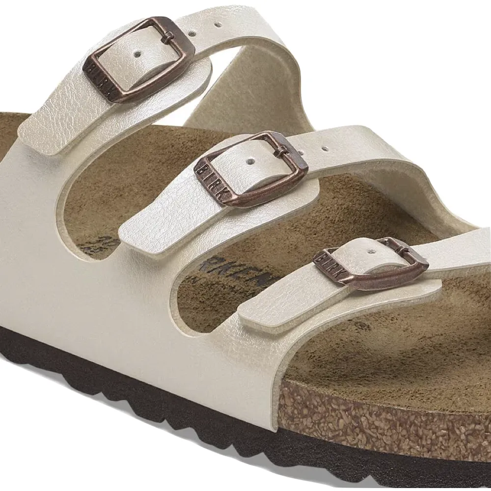 Birkenstock Damen Florida Birko-Flor Sandale in Anmutigem Perlenweiß
