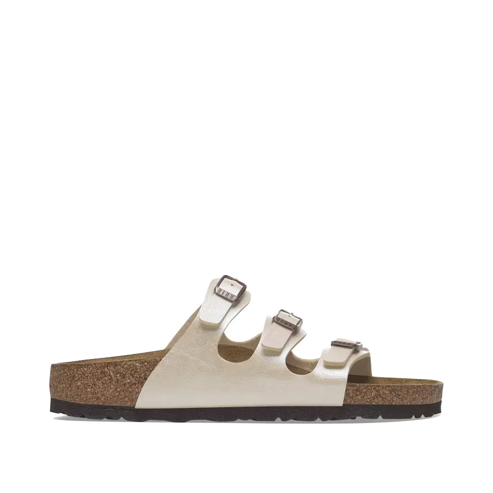 Birkenstock Damen Florida Birko-Flor Sandale in Anmutigem Perlenweiß