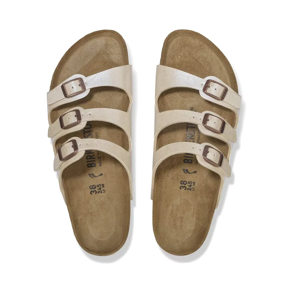 Birkenstock Damen Florida Birko-Flor Sandale in Anmutigem Perlenweiß
