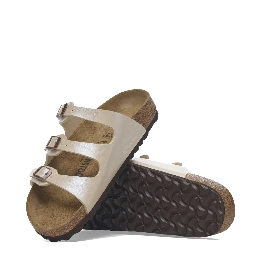 Birkenstock Damen Florida Birko-Flor Sandale in Anmutigem Perlenweiß