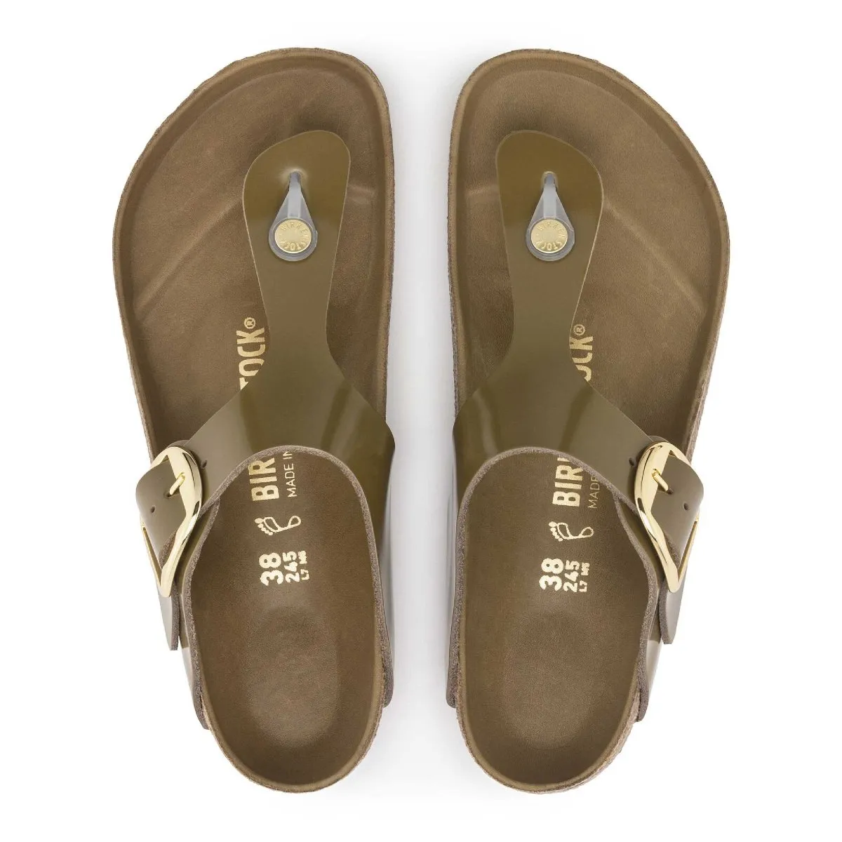 Birkenstock Damen Gizeh Big Buckle Natural Hi Shine Leder