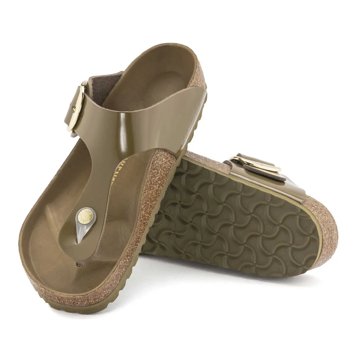 Birkenstock Damen Gizeh Big Buckle Natural Hi Shine Leder