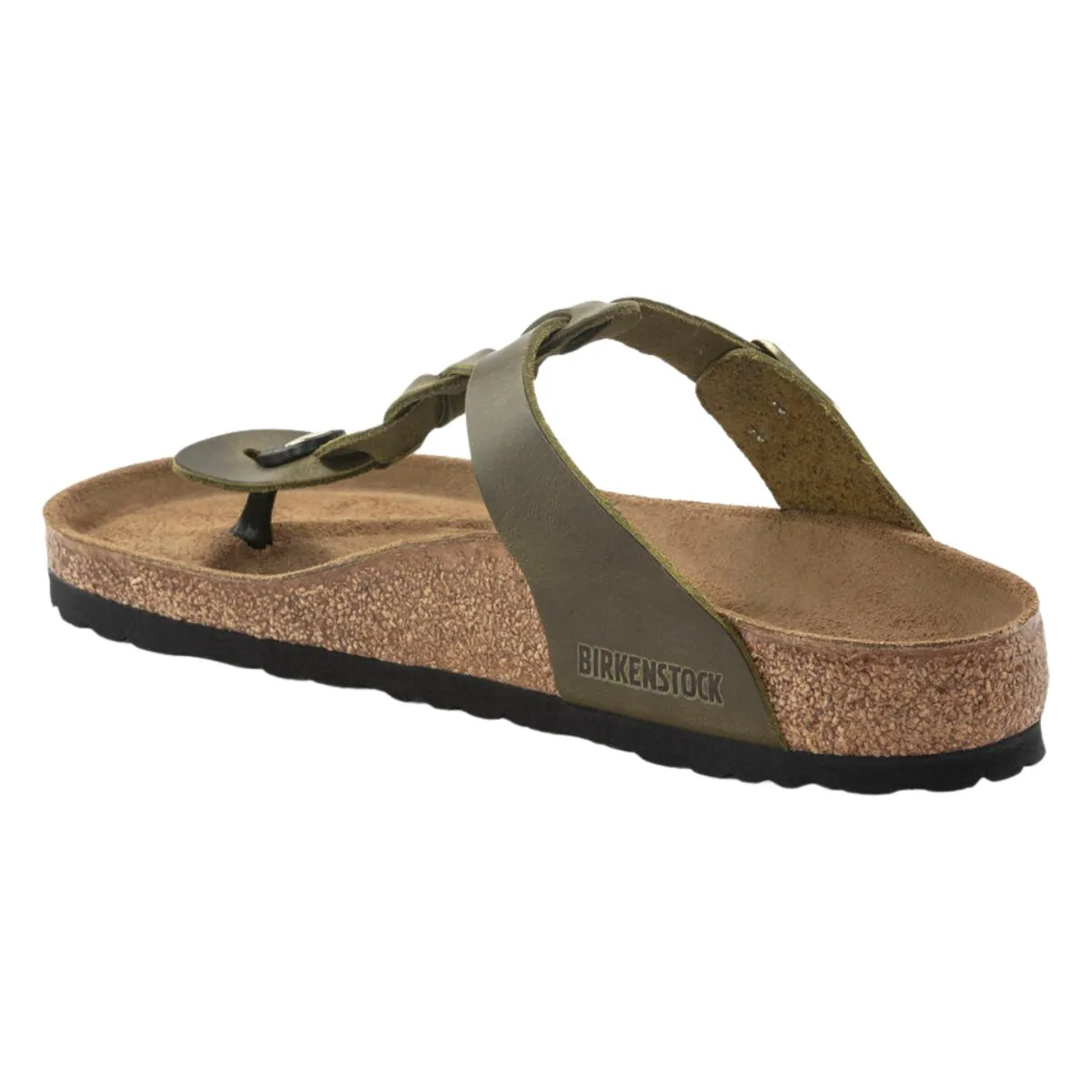 Birkenstock Damen Gizeh Geflochtenes Olivgrün Geöltes Leder