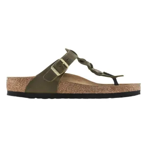 Birkenstock Damen Gizeh Geflochtenes Olivgrün Geöltes Leder