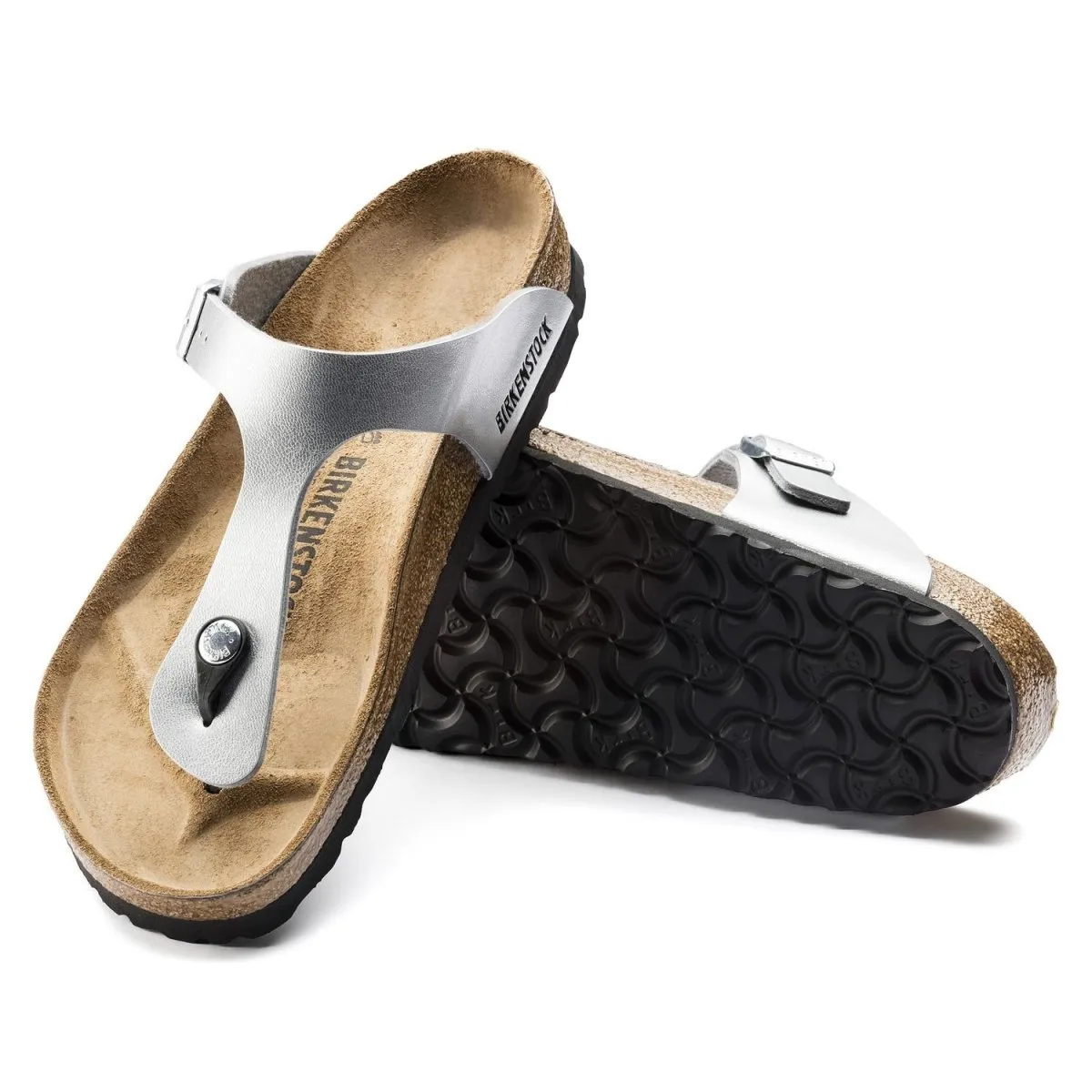 Birkenstock Damen Gizeh Silber Birko-Flor
