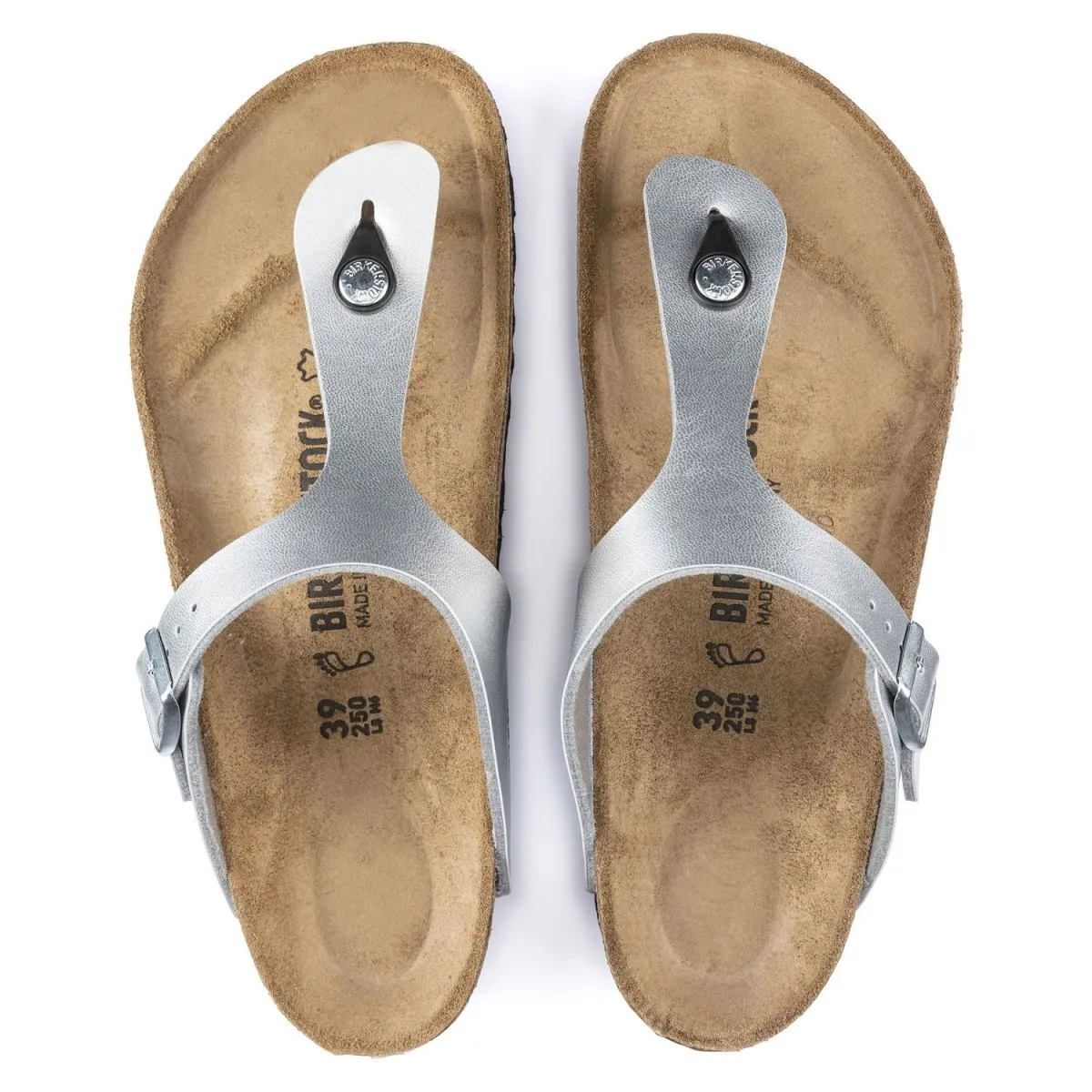 Birkenstock Damen Gizeh Silber Birko-Flor