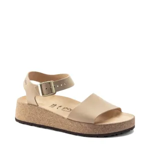 Birkenstock Damen Glenda Plateau-Sandale aus Nubukleder in Sandburg-Beige