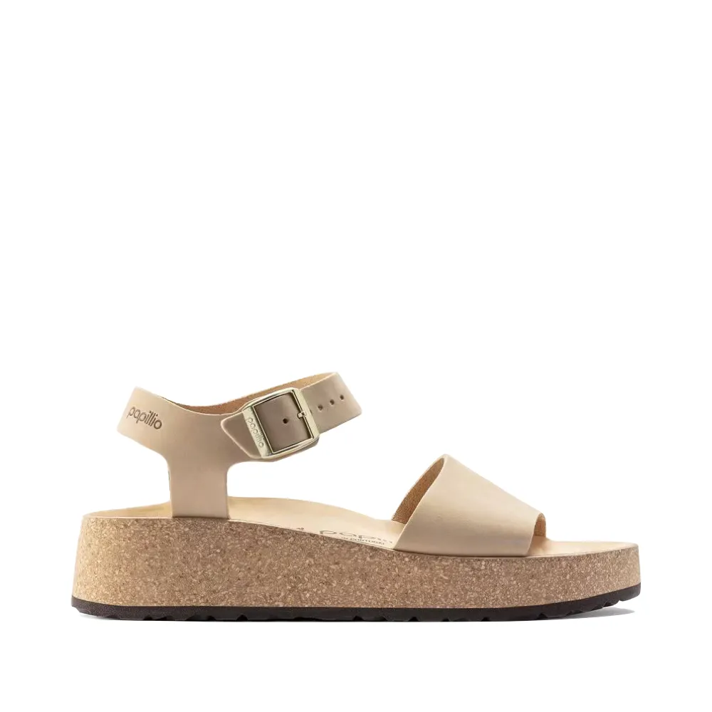 Birkenstock Damen Glenda Plateau-Sandale aus Nubukleder in Sandburg-Beige