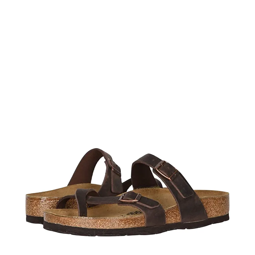 Birkenstock Damen Mayari Leder Zehensteg-Sandale in Habana Braun