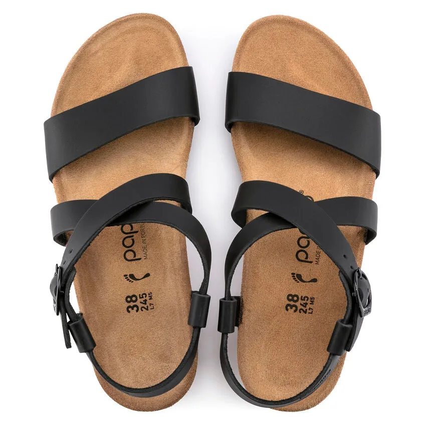 Birkenstock Damen Sibyl Keilabsatz-Sandalette aus glattem Leder in Schwarz