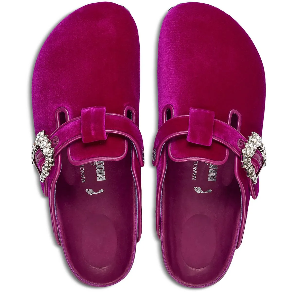 Boston Crystal Damen Samt Mules mit Verzierungen