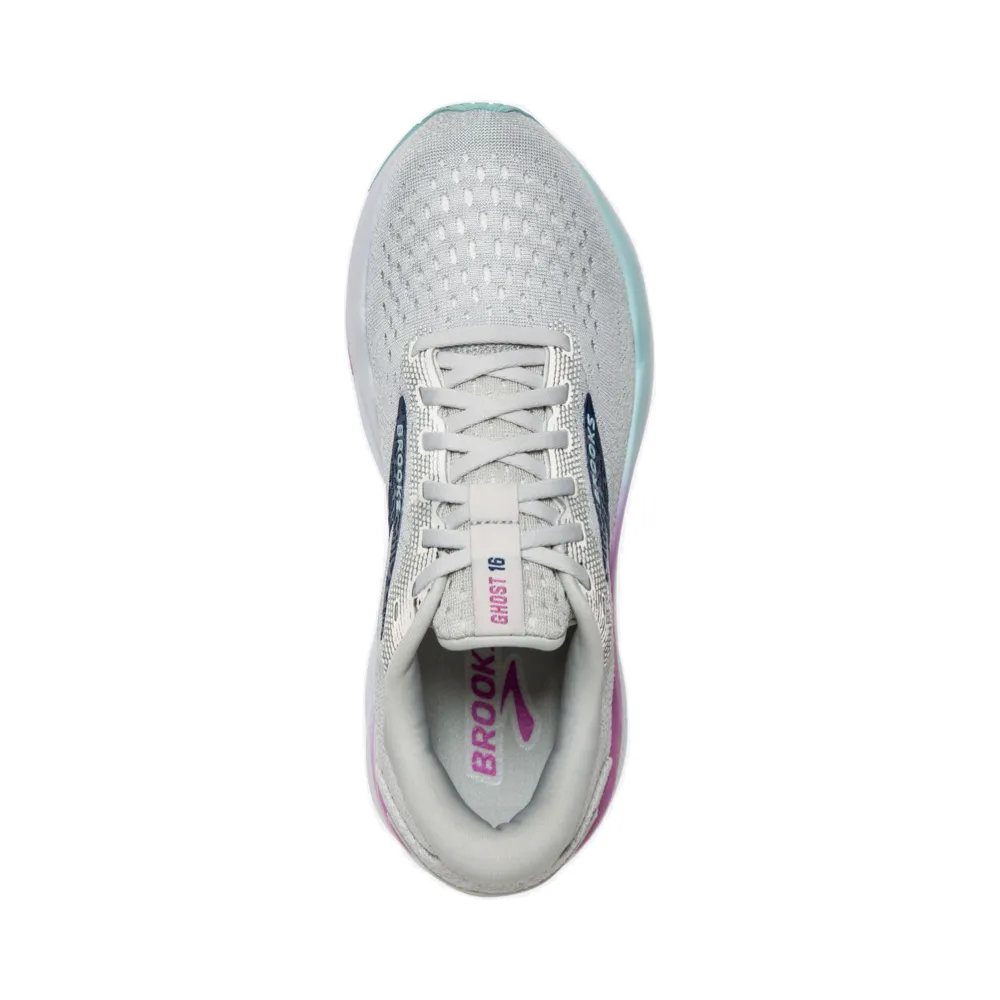 Brooks Women's Ghost 16 Sneaker in Weiß/Grau/Estate Blau