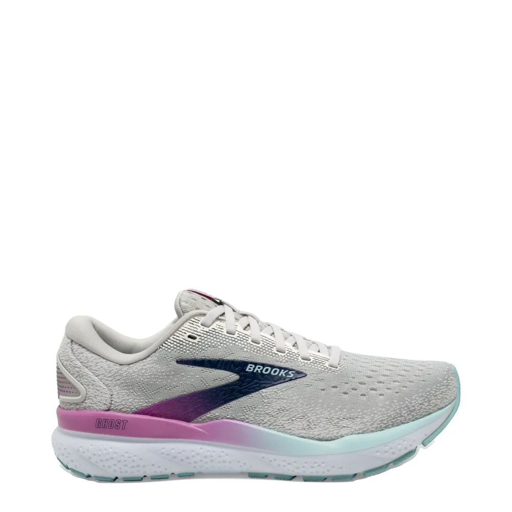 Brooks Women's Ghost 16 Sneaker in Weiß/Grau/Estate Blau