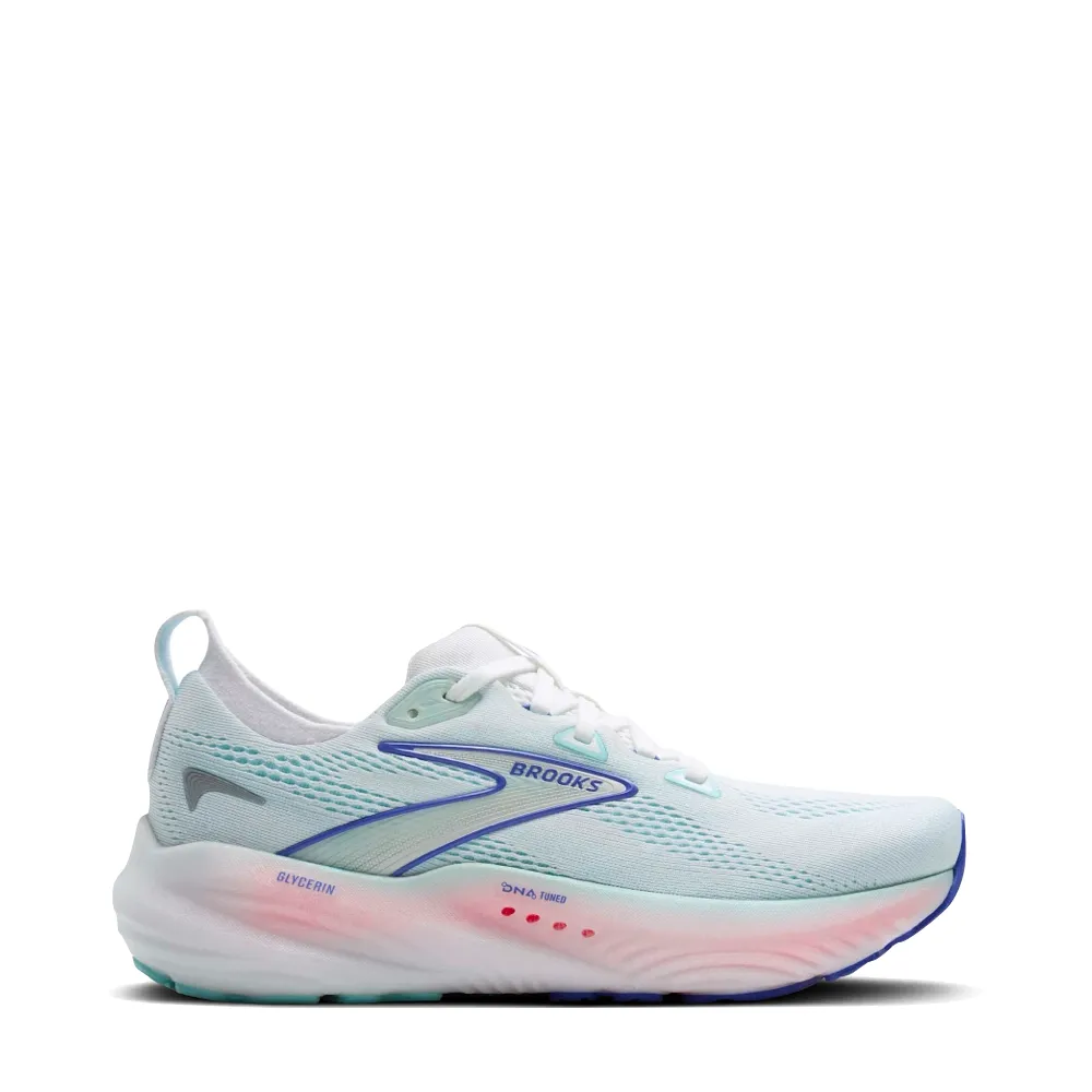 Brooks Damen Glycerin 22 Sneaker in Weiß/Limpet Shell/Amparo Blau