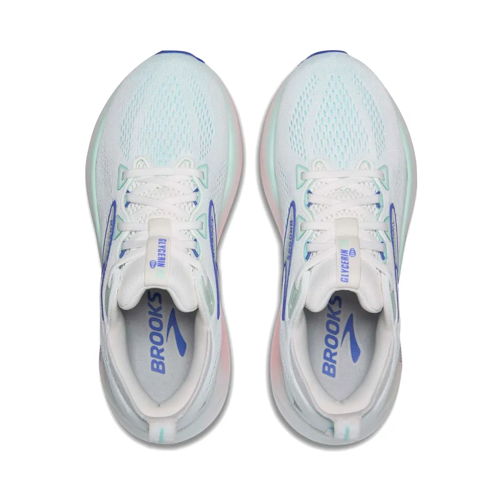 Brooks Damen Glycerin 22 Sneaker in Weiß/Limpet Shell/Amparo Blau