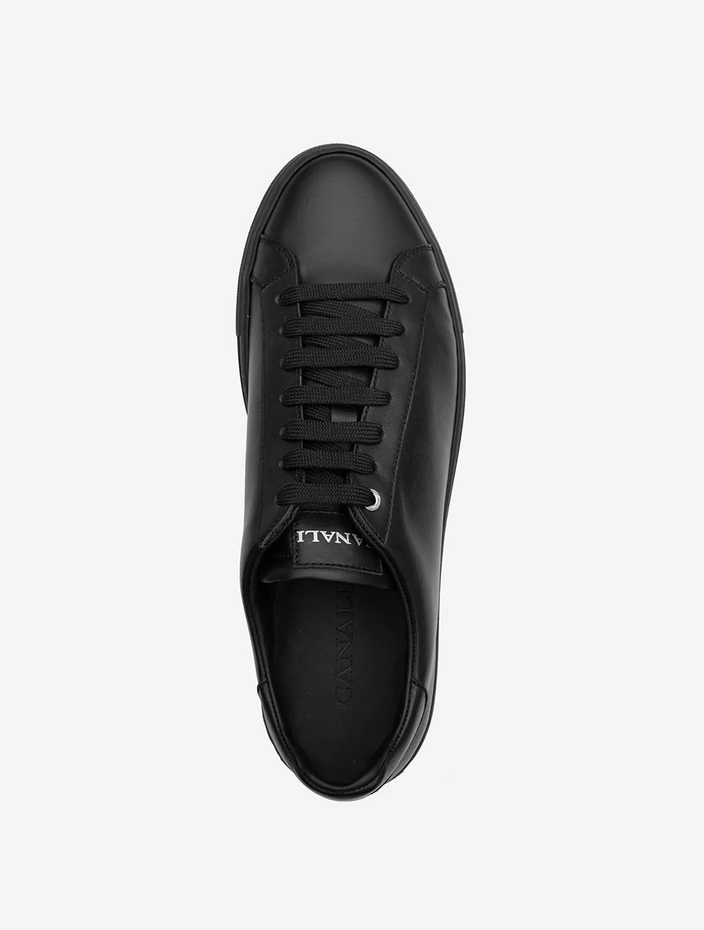 Schwarze Kalbsleder-Sneaker