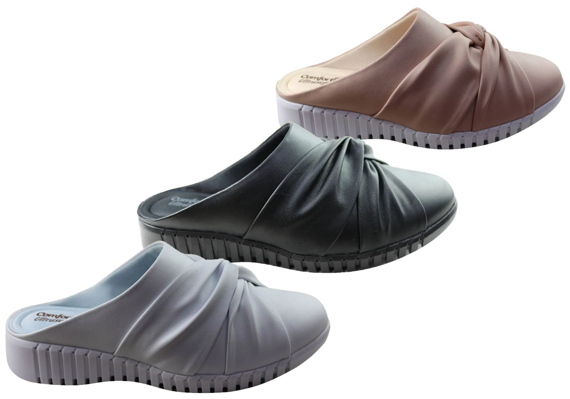 Comfortflex Mandy Damen Bequeme Geschlossene Zehen Offene Fersen Pantoffeln Comfortflex Schuhe