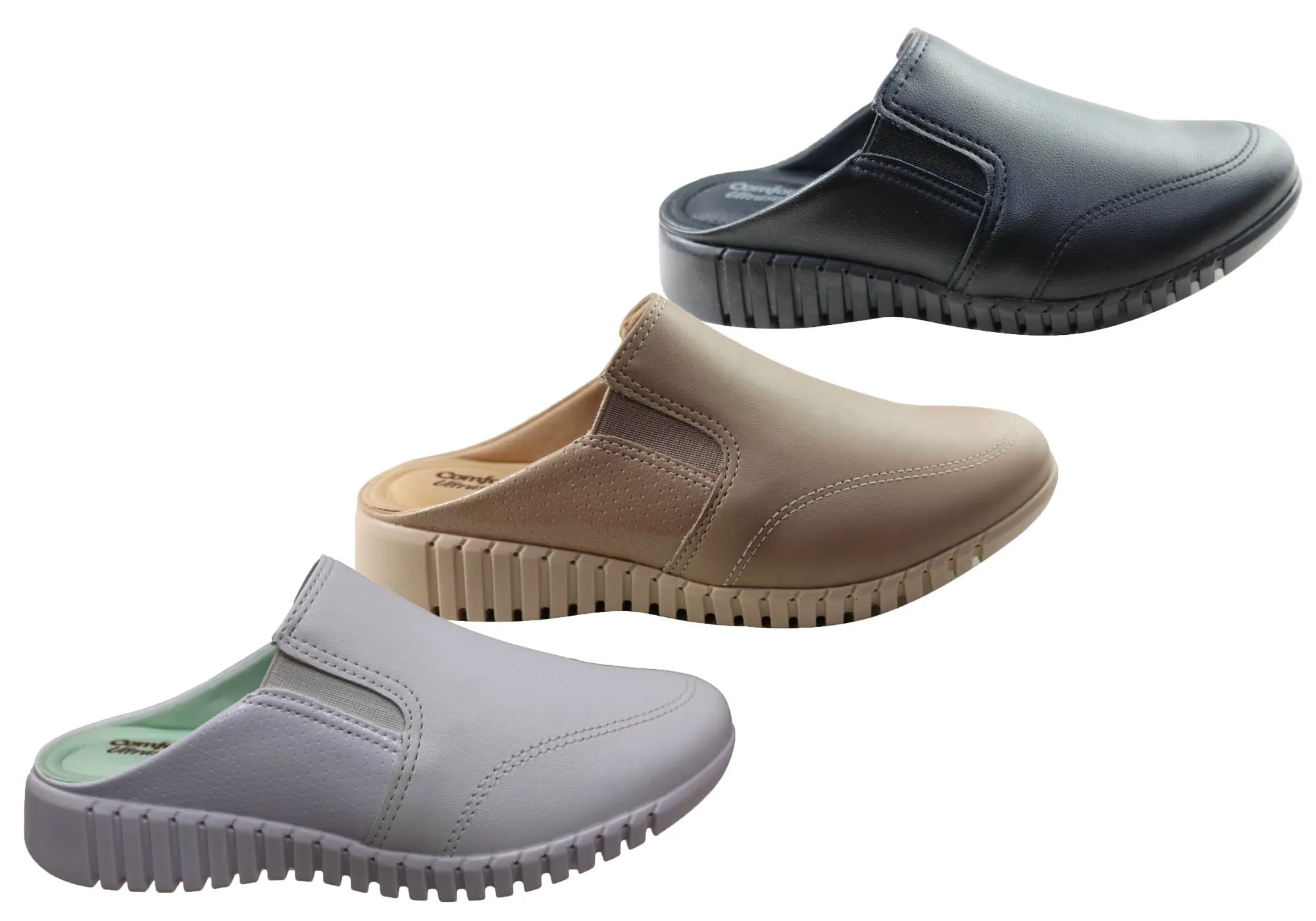 Comfortflex Tanya Damen Bequeme Geschlossene Zehen Offene Fersen Pantoffeln Comfortflex Schuhe