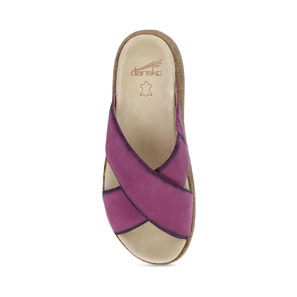 Dansko Damen Bridget Leder Plateau-Sandale in Pflaumenfarbenem Wildleder