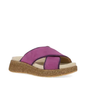 Dansko Damen Bridget Leder Plateau-Sandale in Pflaumenfarbenem Wildleder