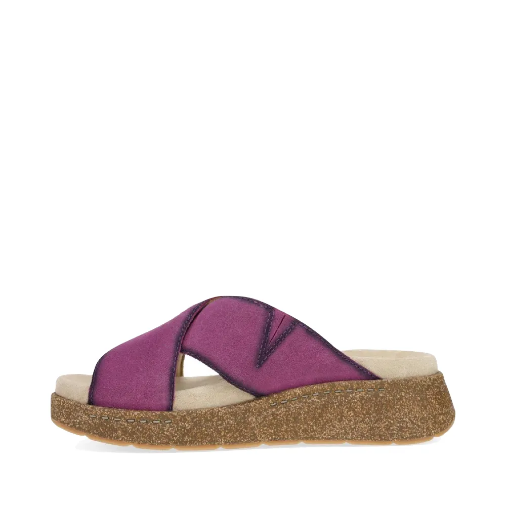 Dansko Damen Bridget Leder Plateau-Sandale in Pflaumenfarbenem Wildleder